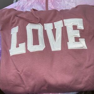 Torrid size 1 LOVE pullover hoodie NWT foxglove color